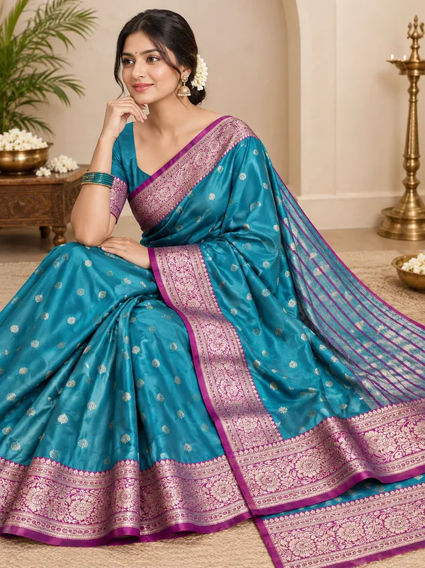 Luxurious_Magenta_Mercerized_Soft_Silk_Saree