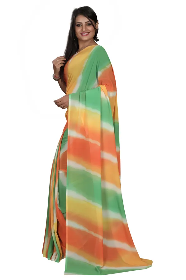 Multicolour_Georgette_Saree_With_Banarasi_Blouse_Piece
