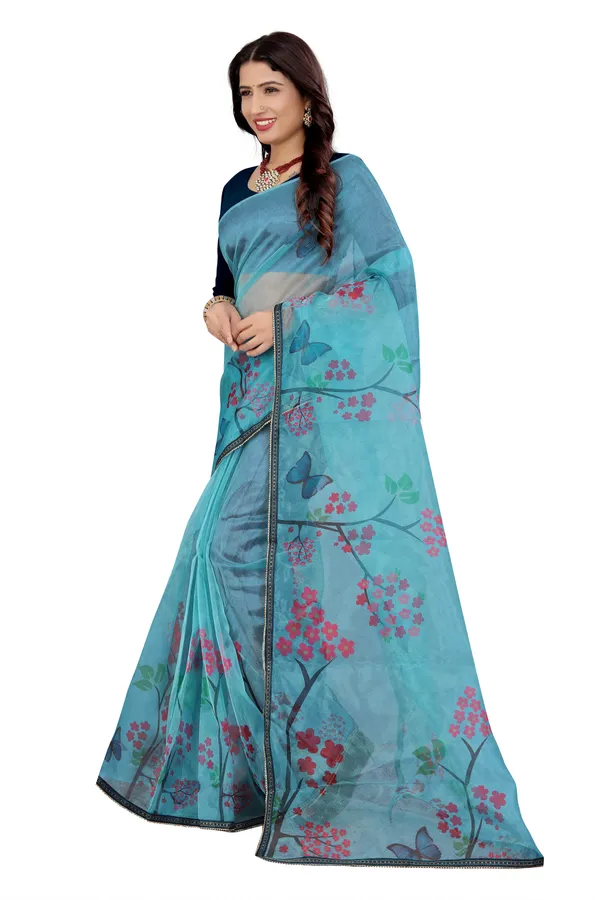 Blue_Organza_Silk_Saree