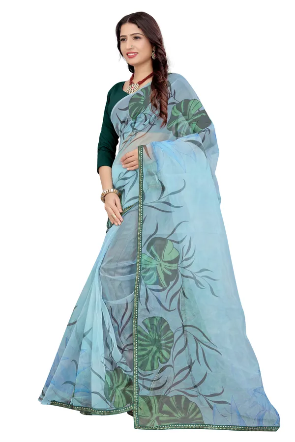 Blue_Organza_Silk_Saree