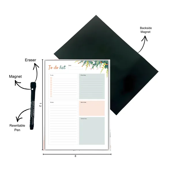 Floral_Magnetic_To_Do_List_Planner_Planner_With_Pen_And_Eraser_|_A4_Size_A4_Size_Planner