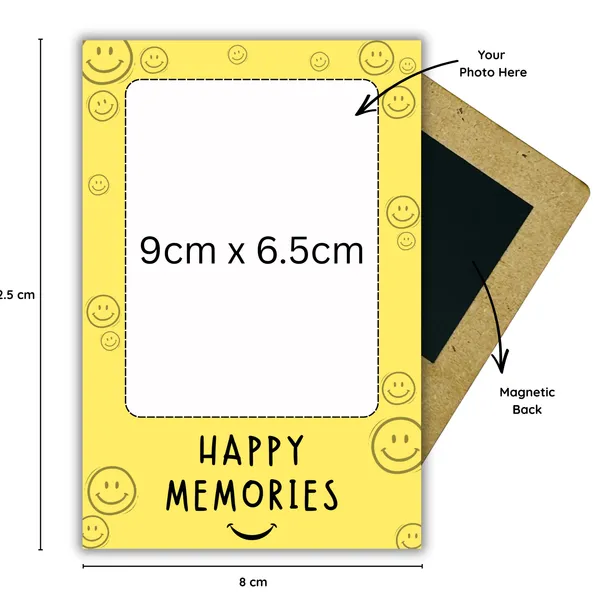 Happy_Memories_Yellow_Customizable_Magnetic_Photo_Frame_|_Fridge_Magnet_Keepsake