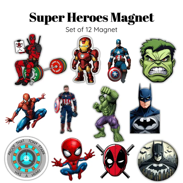 Super_Heroes_Flexible_Magnet_Set_Of_12_|_Superhero_Collectible_Gift