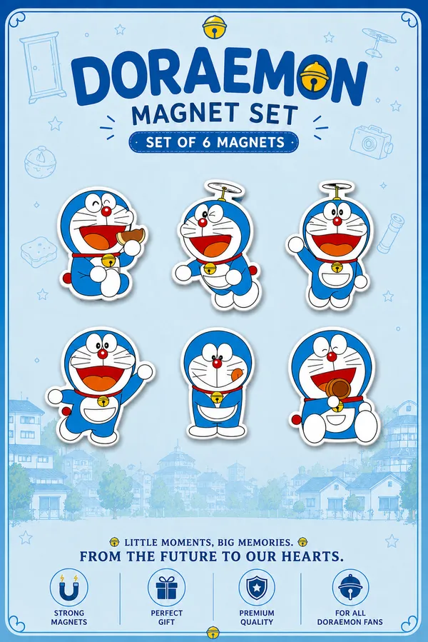 Doraemon_Flexible_Magnet_Set_Of_06_|_Cartoon_Collectible_Gift