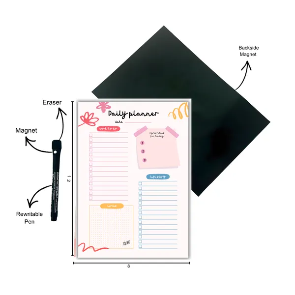 Pink_Daily_Planner_With_Magnetic_Pen_And_Backside_Magnet_|_A4_Size_A4_Size_Planner