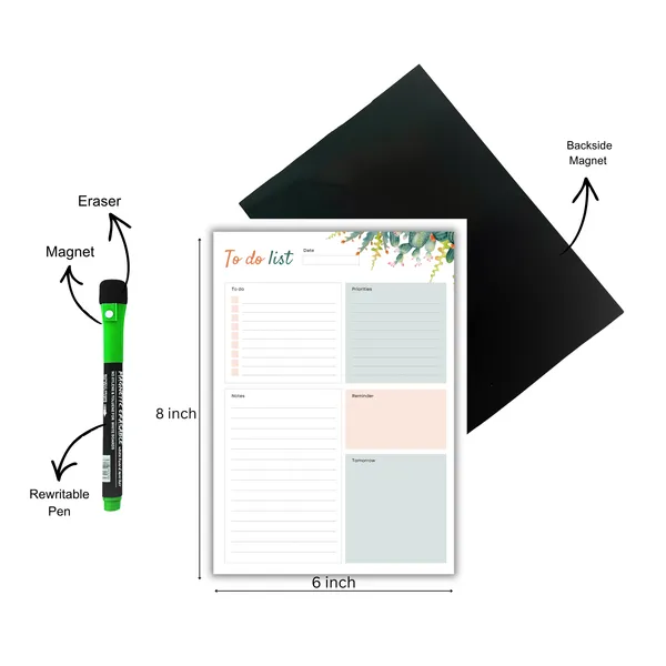 Floral_To_Do_List_Magnetic_Planner_With_Pen_And_Eraser_|_6X8_Inch_Medium_Planner