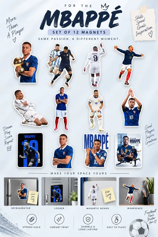 Kylian_Mbappe_Flexible_Magnet_Set_Of_12_|_Football_Fan_Collectible_Gift