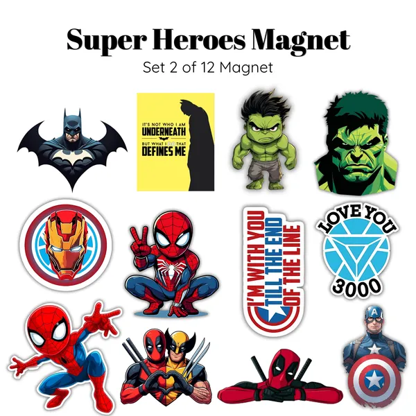 Super_Heroes_Quote_Flexible_Magnet_Set_Of_12_|_Superhero_Collectible_Gift