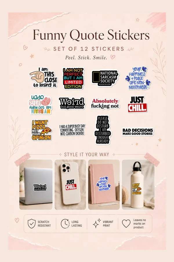 Positive_Funny_Quote_Sticker_Set_Of_12_|_Colourful_Quote_Sticker_Pack