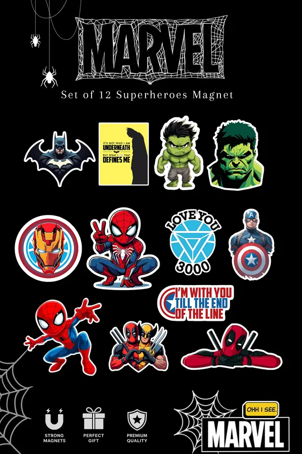 Super_Heroes_Quote_Flexible_Magnet_Set_Of_12_|_Superhero_Collectible_Gift