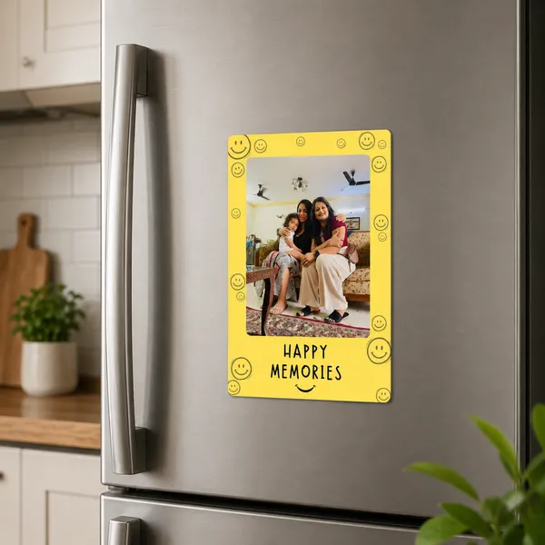 Happy_Memories_Yellow_Customizable_Magnetic_Photo_Frame_|_Fridge_Magnet_Keepsake