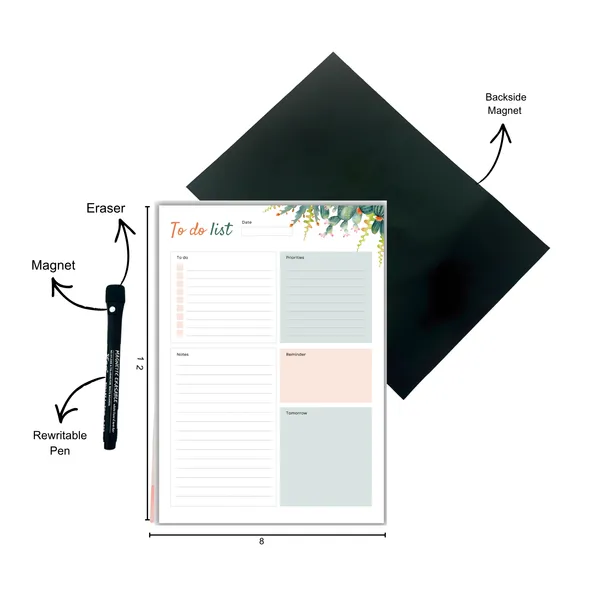 Magnetic_Floral_To_Do_List_Planner_With_Pen_And_Eraser_|_A4_Size_A4_Size_Planner