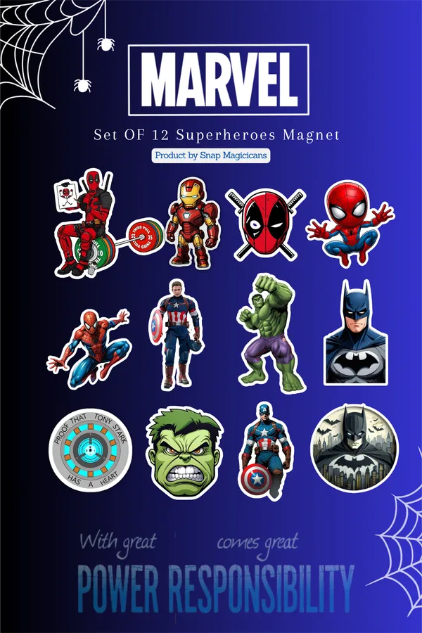 Super_Heroes_Flexible_Magnet_Set_Of_12_|_Superhero_Collectible_Gift