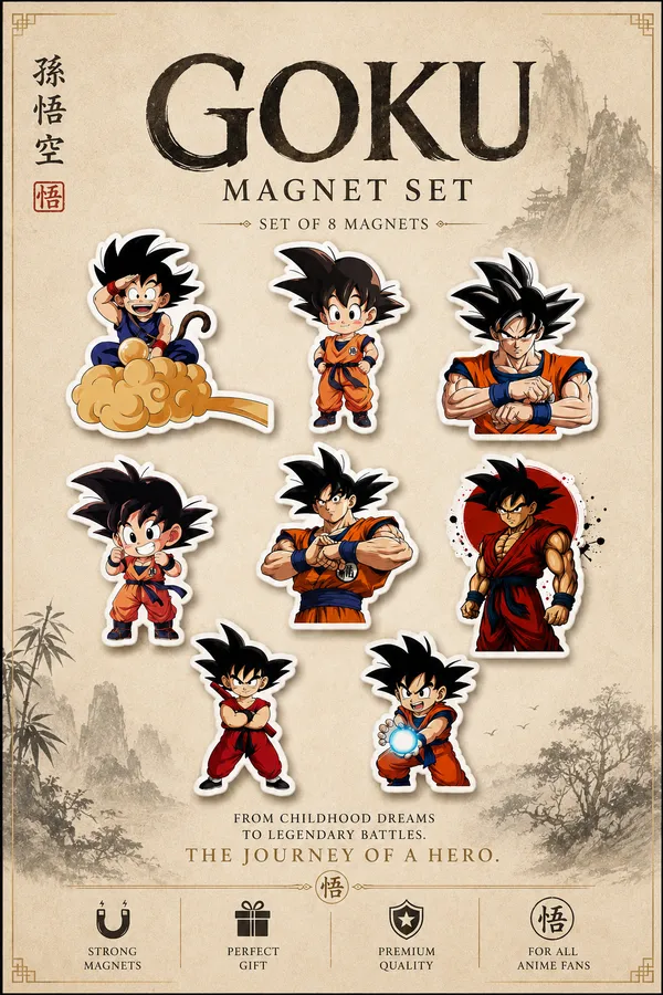 Goku_Dragon_Ball_Z_Flexible_Magnet_Set_Of_08_|_Anime_Collectible_Gift