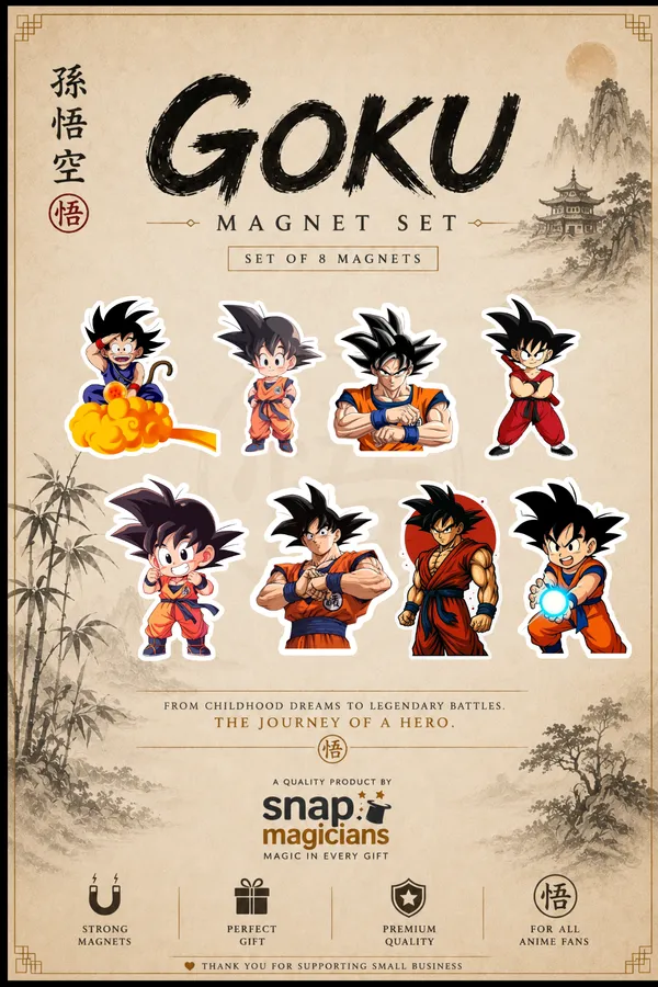 Goku_Dragon_Ball_Z_Flexible_Magnet_Set_Of_08_|_Anime_Collectible_Gift