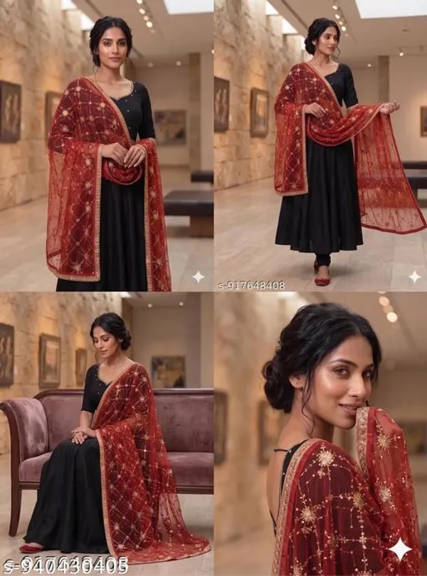 Red_Polyester_Net_Embroidered_Dupatta_For_Women