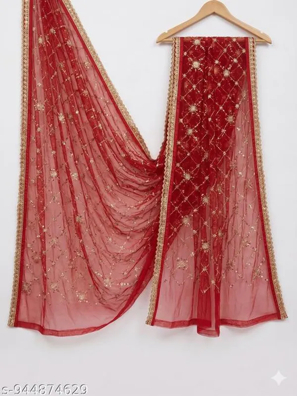 Red_Polyester_Net_Embroidered_Dupatta_For_Women