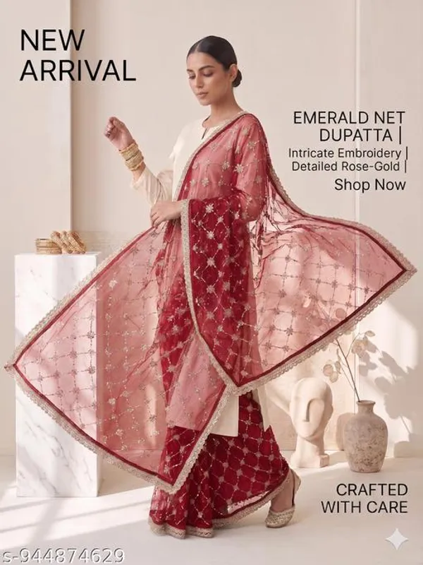 Red_Polyester_Net_Embroidered_Dupatta_For_Women