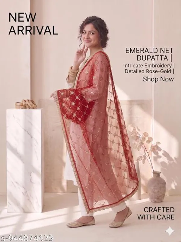 Red_Polyester_Net_Embroidered_Dupatta_For_Women
