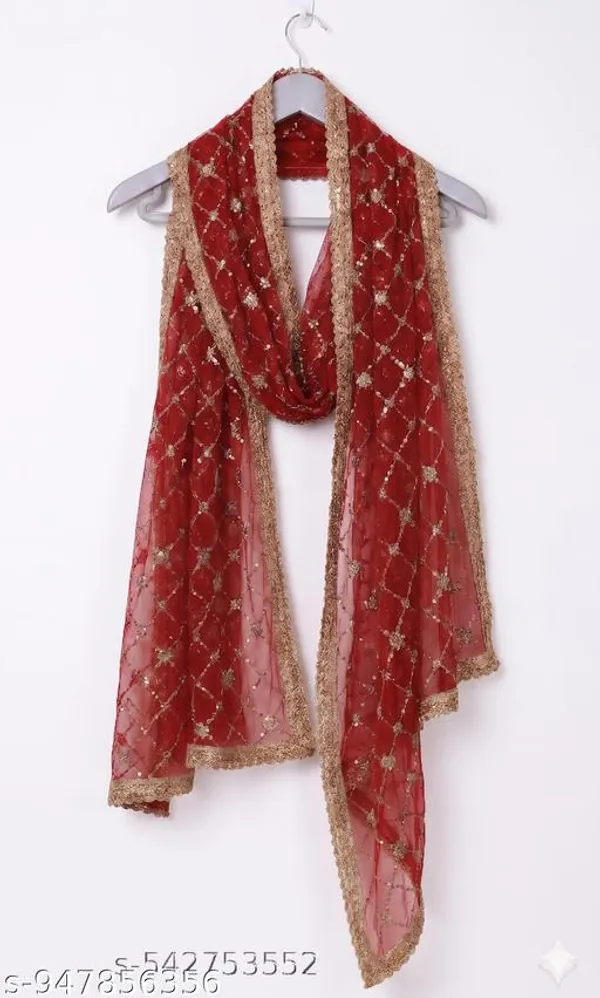 Red_Polyester_Net_Embroidered_Dupatta_For_Women