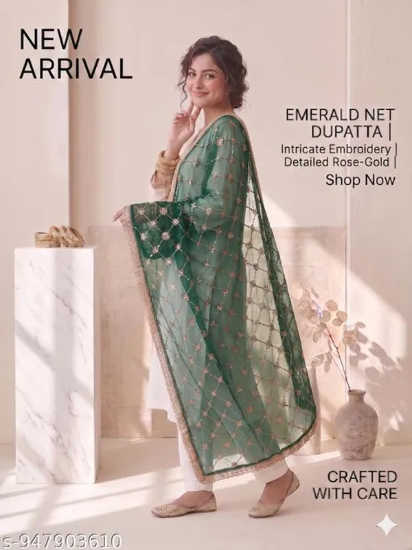 Green_Polyester_Net_Embroidered_Dupatta_For_Women