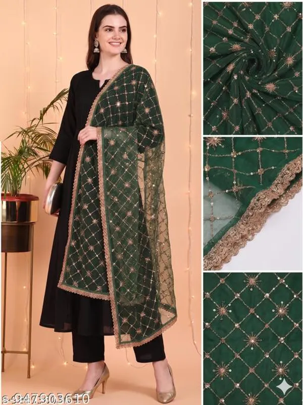 Green_Polyester_Net_Embroidered_Dupatta_For_Women