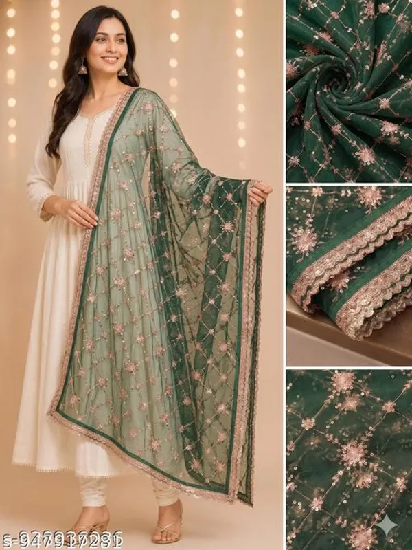 Green_Polyester_Net_Embroidered_Dupatta_For_Women