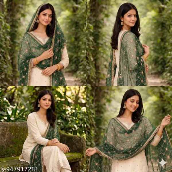 Green_Polyester_Net_Embroidered_Dupatta_For_Women