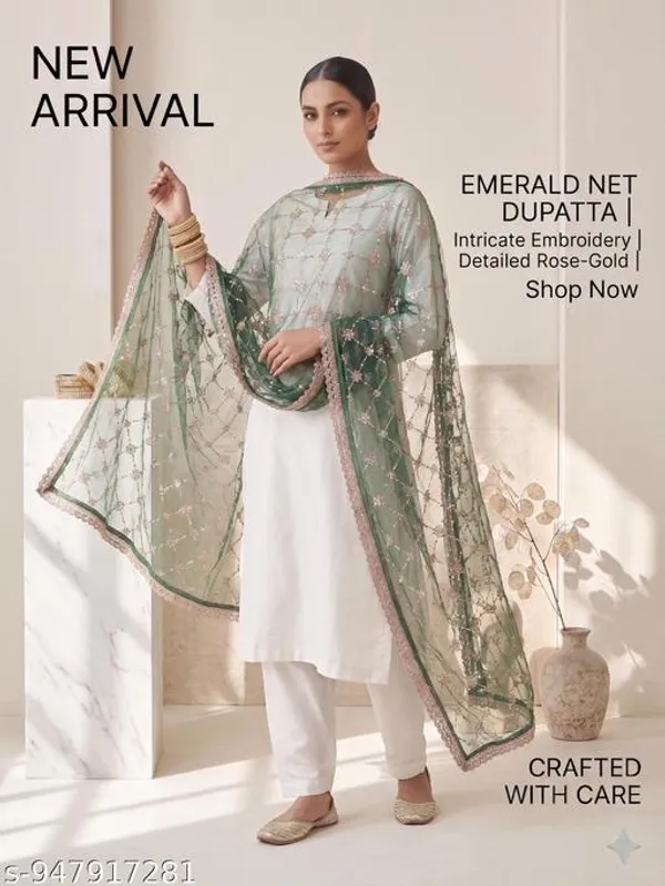 Green_Polyester_Net_Embroidered_Dupatta_For_Women