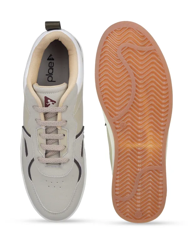 Beige_Synthetic_Leather_Retro_Sneakers_For_Men