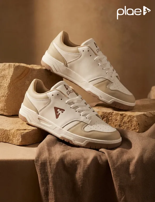 Beige_&_White_Synthetic_Leather_Casual_Sneakers_For_Men
