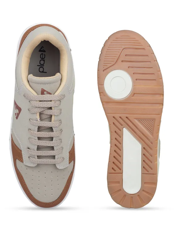 Beige_Synthetic_Leather_Casual_Sneakers_For_Men
