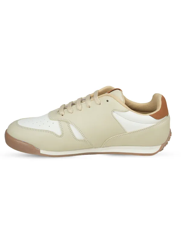 Beige_&_White_Synthetic_Leather_Casual_Sneakers_For_Men
