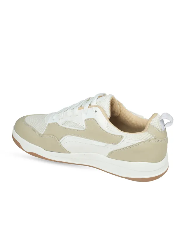 Beige_&_White_Synthetic_Leather_Casual_Sneakers_For_Men