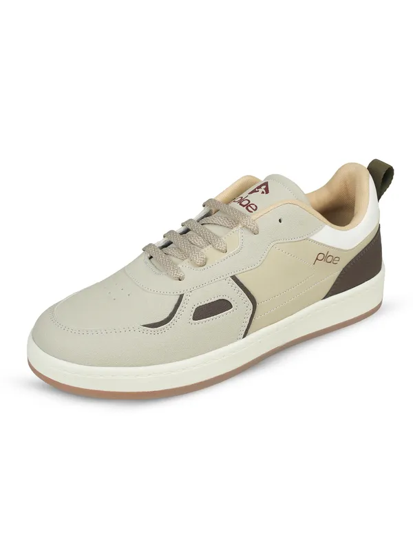 Beige_Synthetic_Leather_Retro_Sneakers_For_Men