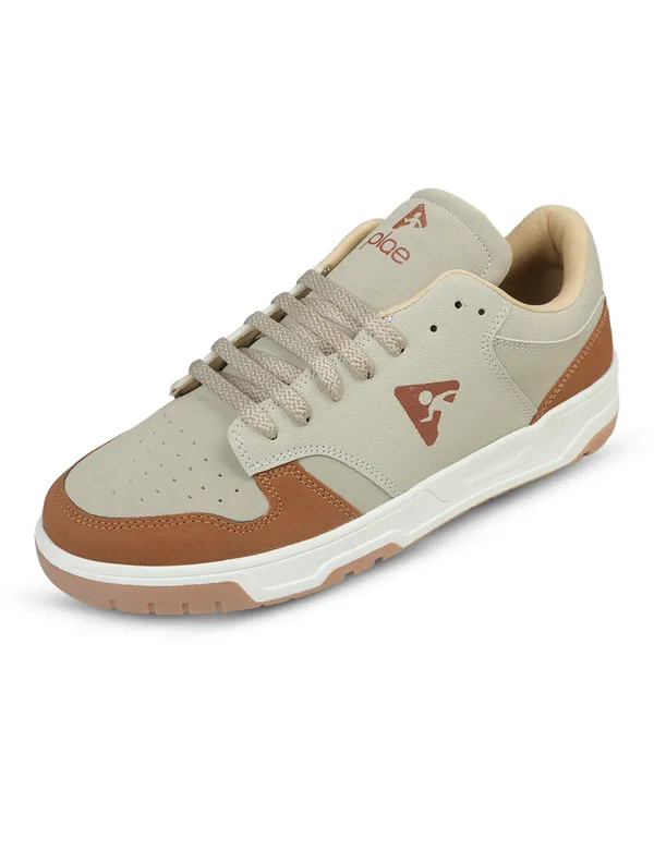 Beige_Synthetic_Leather_Casual_Sneakers_For_Men