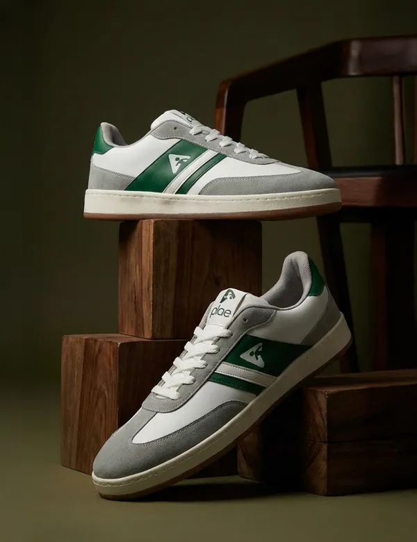 Green_&_White_Synthetic_Leather_Casual_Sneakers_For_Men