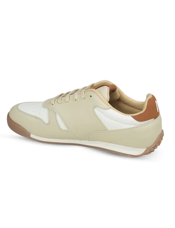 Beige_&_White_Synthetic_Leather_Casual_Sneakers_For_Men