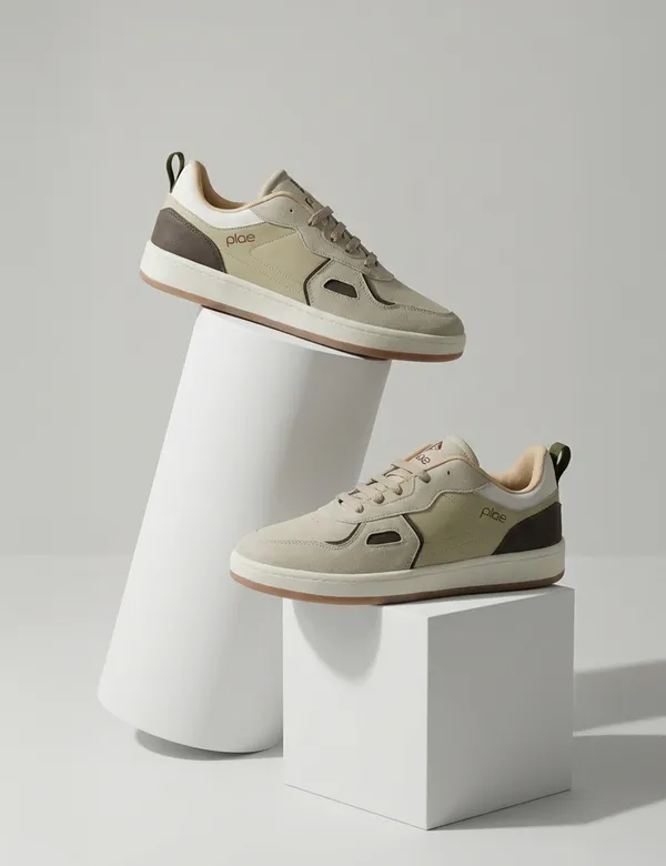 Beige_Synthetic_Leather_Retro_Sneakers_For_Men