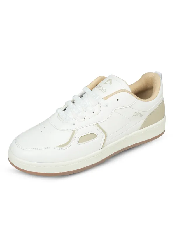 Beige_&_White_Synthetic_Leather_Casual_Sneakers_For_Men
