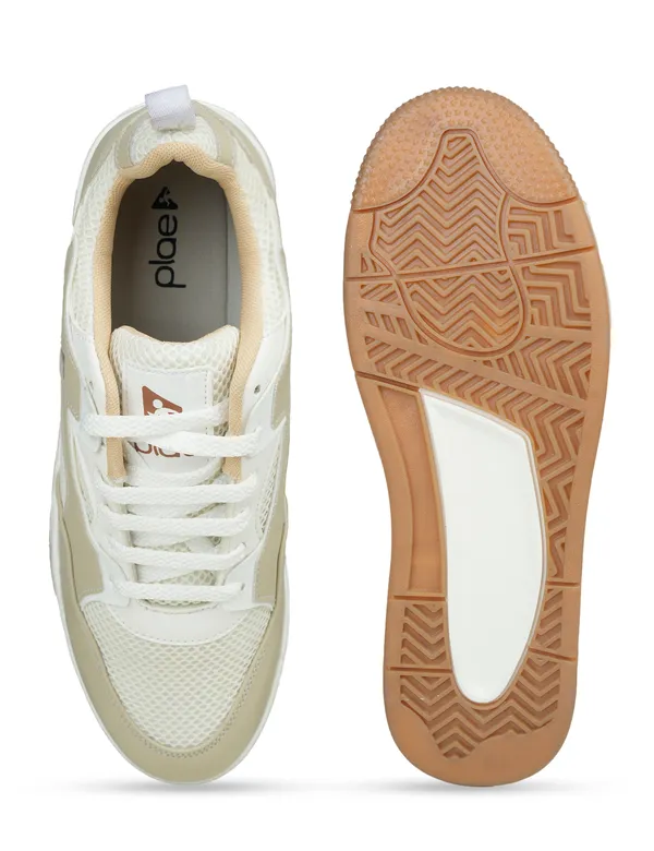 Beige_&_White_Synthetic_Leather_Casual_Sneakers_For_Men
