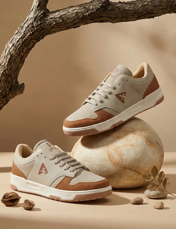 Beige_Synthetic_Leather_Casual_Sneakers_For_Men