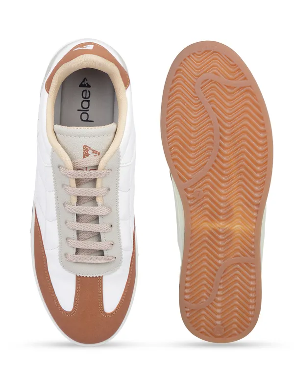Beige_&_White_Synthetic_Leather_Casual_Sneakers_For_Men