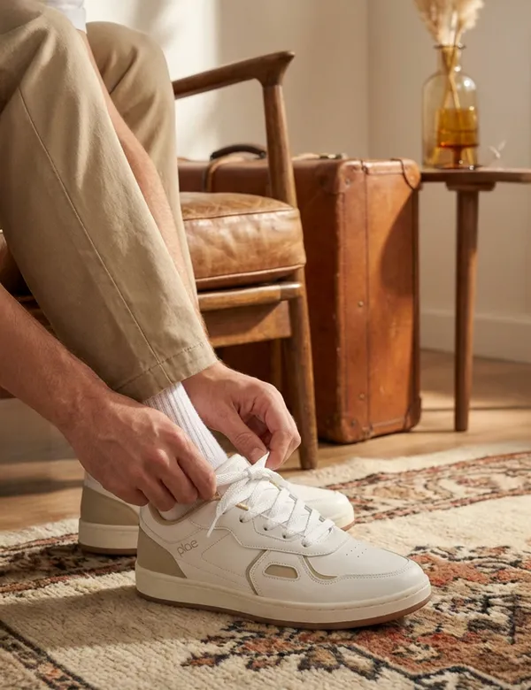 Beige_&_White_Synthetic_Leather_Casual_Sneakers_For_Men