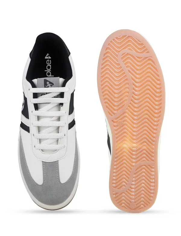 White_Synthetic_Leather_Casual_Sneakers_For_Men