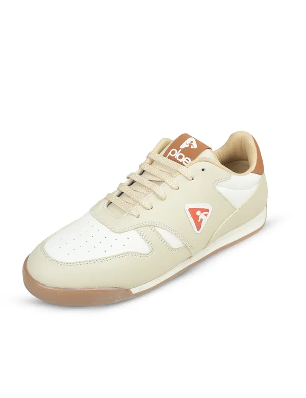 Beige_&_White_Synthetic_Leather_Casual_Sneakers_For_Men