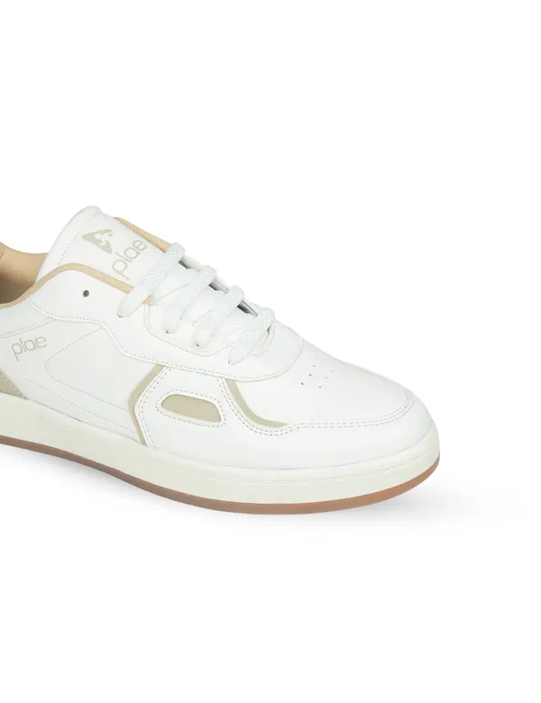 Beige_&_White_Synthetic_Leather_Casual_Sneakers_For_Men