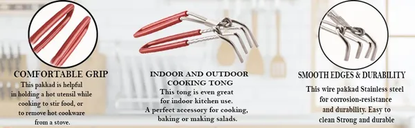 Stainless_Steel_4_Prong_Kitchen_Tong_Red_Grip_Handle_26_Cm