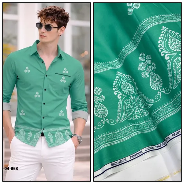 Green_Polycotton_Premium_Shirt_Pant_Combo_Fabric_For_Men
