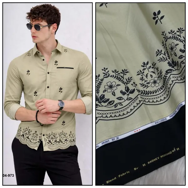 Olive_Green_Polycotton_Premium_Shirt_Pant_Combo_Fabric_For_Men